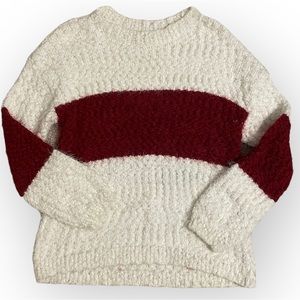 Knox Rose Crew-Neck Striped Fuzzy Pullover Sweater M